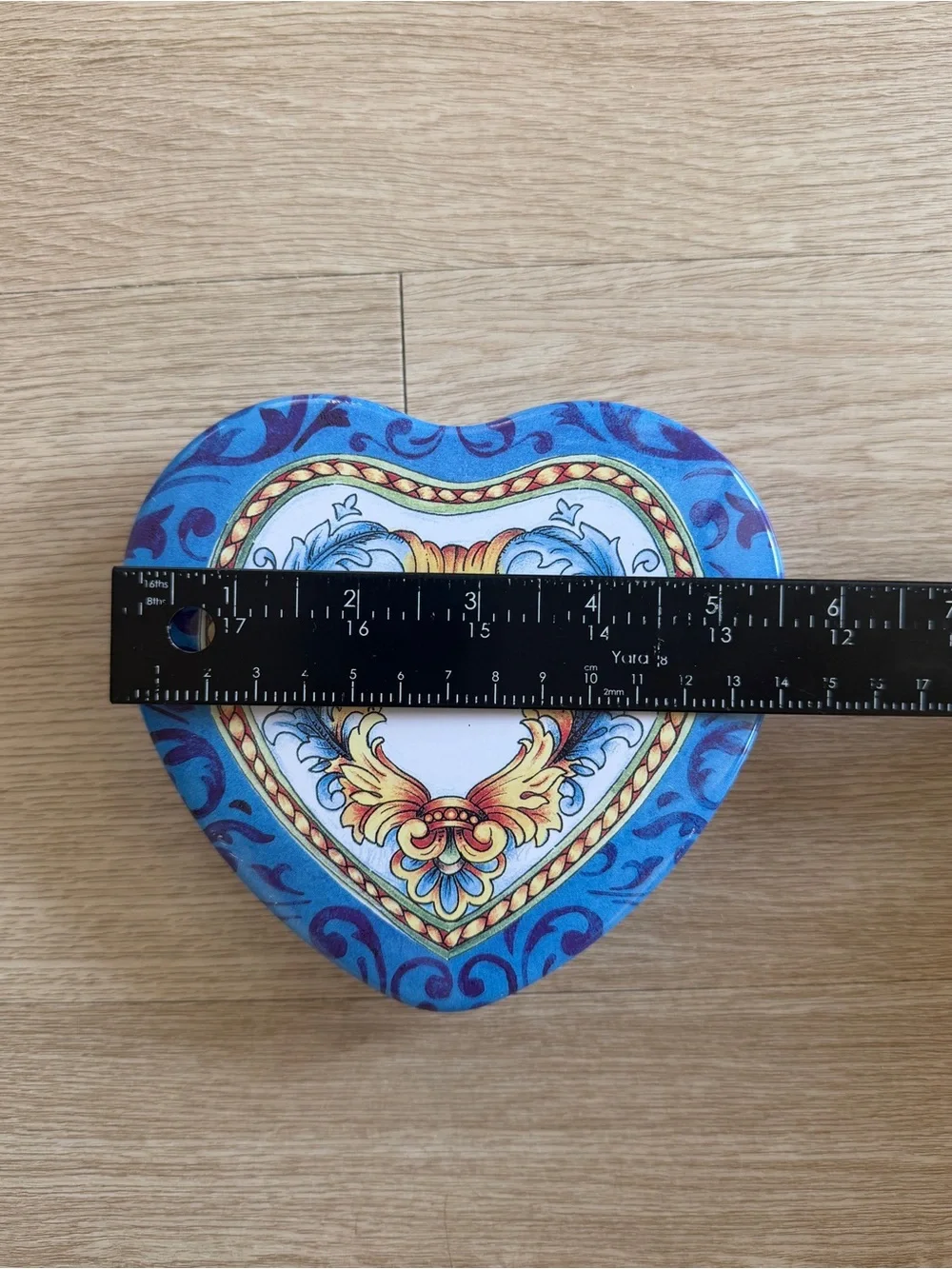 Brighton Jewelry Heart Shaped Empty Tin Collectible Box Blue 5x5.5 Keepsake